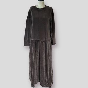 Vintage Laura Ashley Long Maxi Dress NWT Brown llong  Sleeve Stretch Velour M